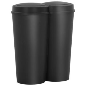Dvojitý odpadkový kôš čierny 50 l