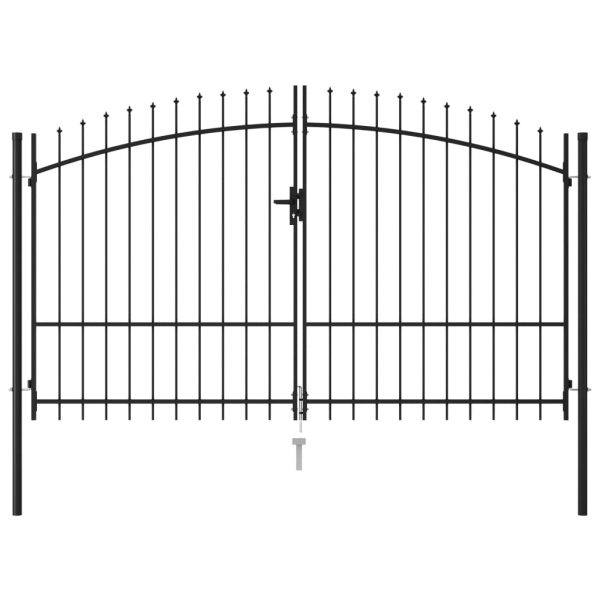 Dvojkrídlová plotová brána s hrotmi, oceľ 3x2 m, čierna