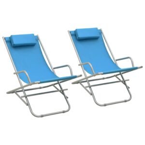 Hojdacie stoličky 2 ks oceľové modré