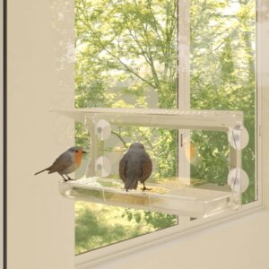 Kŕmidlá pre vtáky na okno 2 ks akrylové 30x12x15 cm