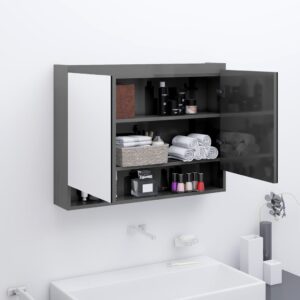 Kúpeľňová zrkadlová skrinka 80x15x60 cm MDF lesklá sivá
