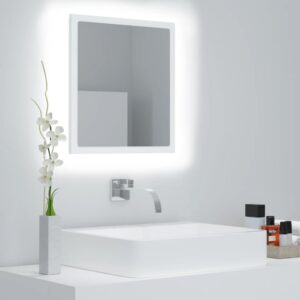 Kúpeľňové zrkadlo s LED biele 40x8,5x37 cm spracované drevo