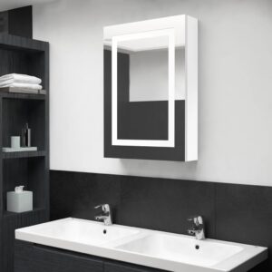 LED kúpeľňová zrkadlová skrinka žiarivá biela 50x13x70 cm