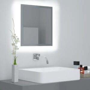 LED kúpeľňové zrkadlo lesklé sivé 40x8,5x37cm, spracované drevo