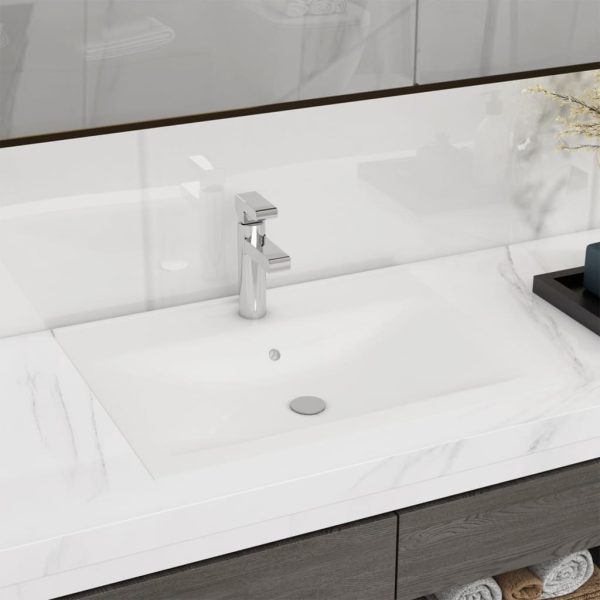 Luxusné umývadlo, otvor na batériu, matné biele 60x46 cm