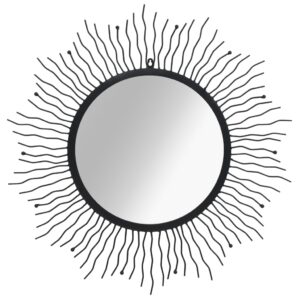 Nástenné zrkadlo slnečné lúče čierne 80 cm
