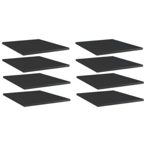 Prídavné police 8 ks, lesklé čierne 40x50x1,5 cm, drevotrieska