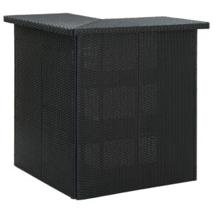 Rohový barový stolík čierny 100x50x105 cm polyratanový
