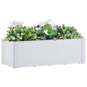 Samozavlažovací vyvýšený záhradný záhon biely 100x43x33 cm