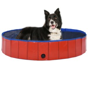 Skladací bazén pre psov červená 160x30 cm PVC