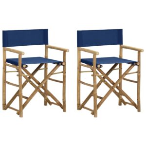 Skladacie režisérske stoličky 2 ks modré bambus a látka