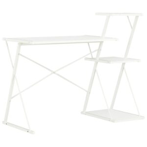 Stôl s poličkami, biely 116x50x93 cm