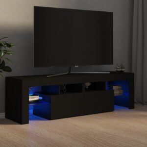 TV skrinka s LED svetlami čierna 140 x 36,5 x 40 cm
