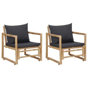 Záhradné stoličky s podložkami 2 ks bambusové