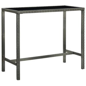 Záhradný barový stôl sivý 130x60x110 cm polyratan a sklo