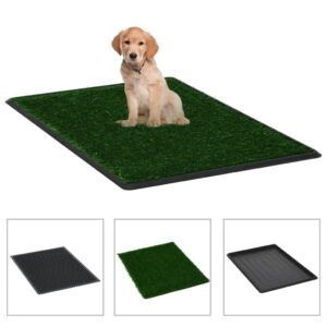 Domáca toaleta pre psy s podnosom a umelou trávou zelená 76x51x3 cm