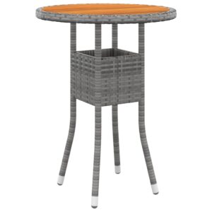 Záhradný stôl Ø60x75 cm akáciové drevo a polyratan sivý