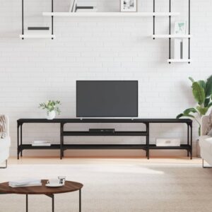 TV skrinka čierna 201x35x45 cm kompozitné drevo a železo