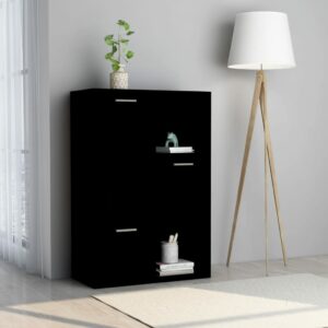 Úložná skrinka, čierna 60x29,5x90 cm, kompozitné drevo