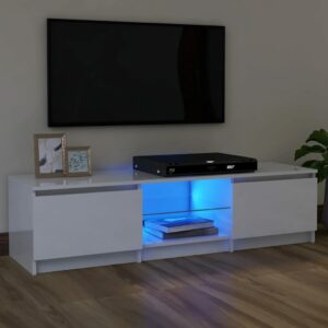 TV skrinka s LED svetlami lesklá biela 120x30x35,5 cm