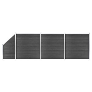 Sada plotových panelov WPC 619x(105-186) cm čierna