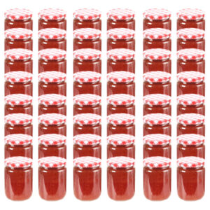 Zaváracie poháre s bielo-červenými viečkami 48 ks 230 ml sklo