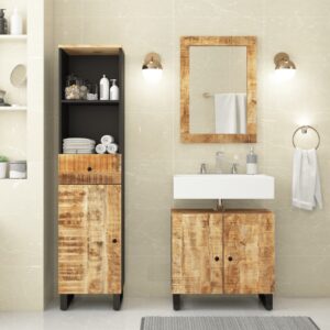3-dielna súprava kúpeľňového nábytku mangovníkové drevo