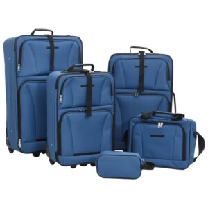 5-dielna sada cestovnej batožiny modrá látka