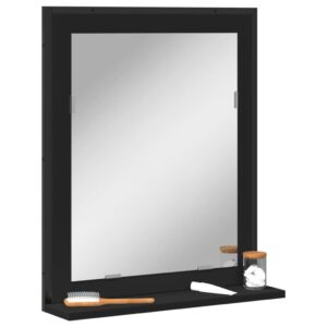 Kúpeľňové zrkadlo s policou čierne 50x12x60 cm kompozitné drevo