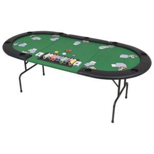 Pokrový stôl pre 9 hráčov, 3-dielny, sklápací, oválny, zelený