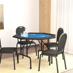 Skladací pokrový stôl pre 8 hráčov modrý 108x108x75 cm