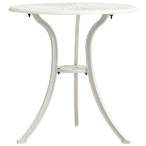 Záhradný stôl biely 62x62x65 cm liaty hliník