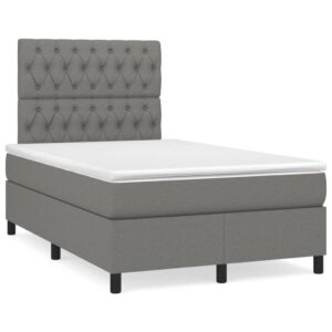 Boxspring posteľ s matracom, tmavosivá 120x190 cm, látka