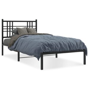 Kovový rám postele s čelom čierny 90x200 cm