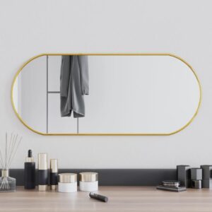 Nástenné zrkadlo zlaté 70x30 cm oválne