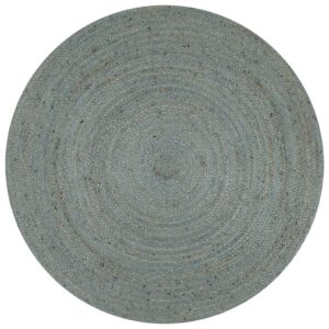 Ručne vyrobený koberec olivovo-zelený 90 cm jutový okrúhly