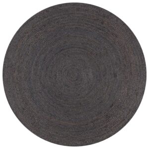 Ručne vyrobený koberec tmavosivý 120 cm jutový okrúhly