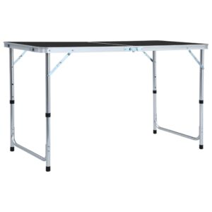 Skladací kempingový stôl sivý 120x60 cm hliníkový
