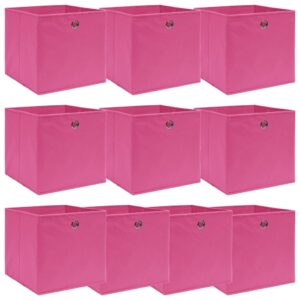 Úložné boxy 10 ks, ružové 32x32x32 cm, látka