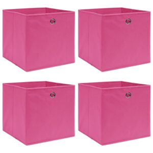 Úložné boxy 4 ks, ružové 32x32x32 cm, látka