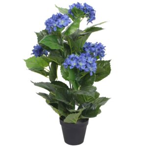 Umelá rastlina, hortenzia s kvetináčom 60 cm, modrá