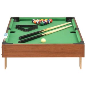 3-stopový mini gulečníkový stôl hnedý a zelený 92x52x19 cm Foto