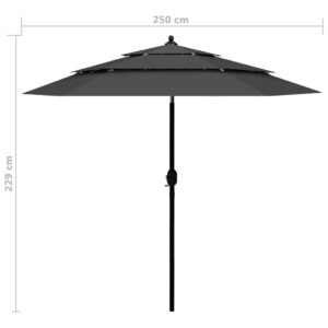 Produkt  3-stupňový slnečník s hliníkovou tyčou antracitový 2,5 m
