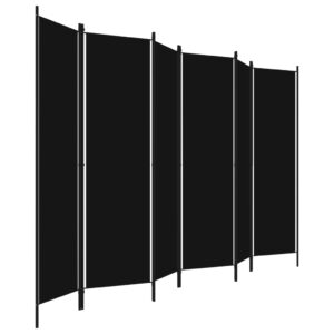6-panelový paraván čierny 300x180 cm Foto