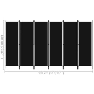 6-panelový paraván čierny 300x180 cm - eshop