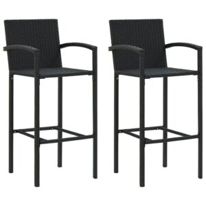 Barové stoličky 2 ks čierne polyratan