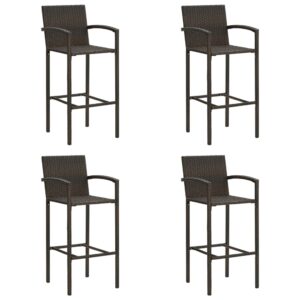 Barové stoličky 4 ks hnedé polyratan