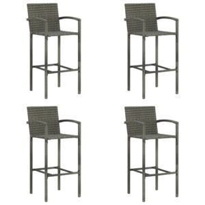 Barové stoličky 4 ks sivé polyratan