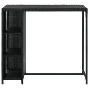 Barový stolík s úložným regálom čierny 120x60x110 cm polyratan Produkt