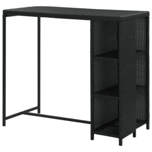 Barový stolík s úložným regálom čierny 120x60x110 cm polyratan Obrázok